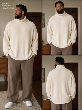 Old Navy Men’s Cream Ribbed Turtleneck Sweater